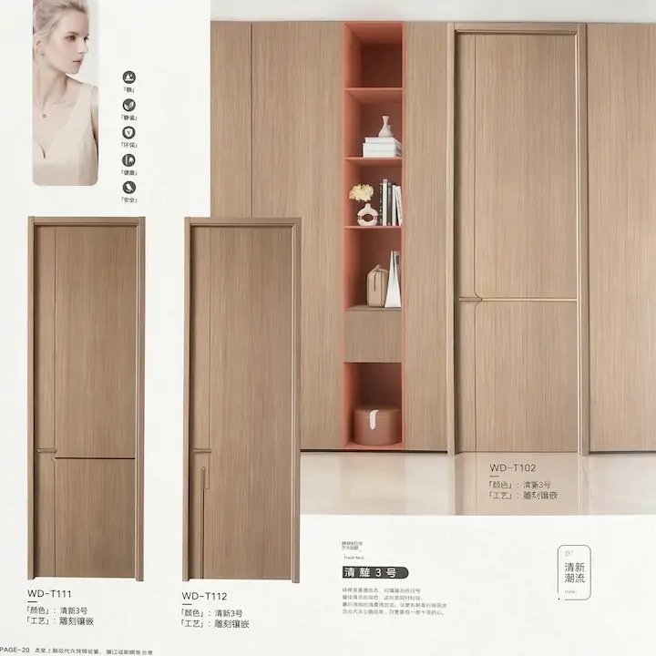 Puerta modelo WD-T102 / WD-T111 / WD-T112 color Roble-Natural-Claro